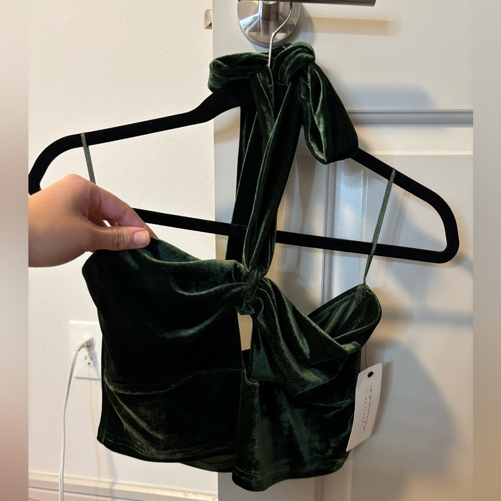 Velvet green crop top